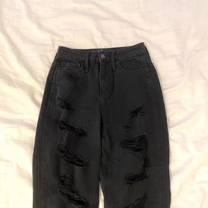 hollister black distressed mom jeans